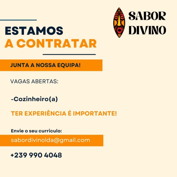 Oportunidade de Emprego - Sabor Divino
