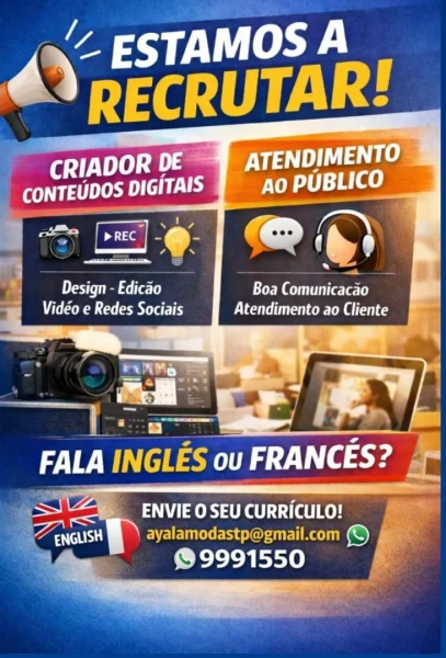 Vaga Para Criador De Conteúdos Digitais e Atendimento Ao Público