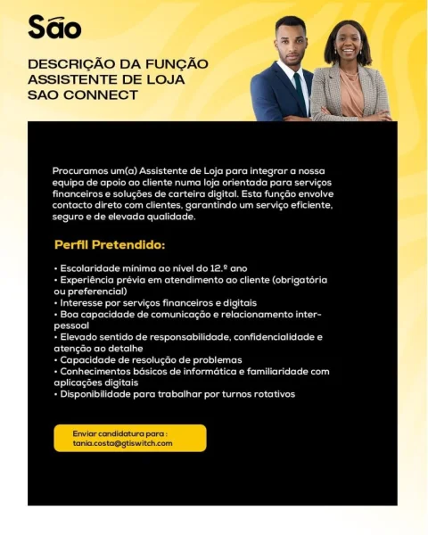 Vaga Para Assistente de Loja